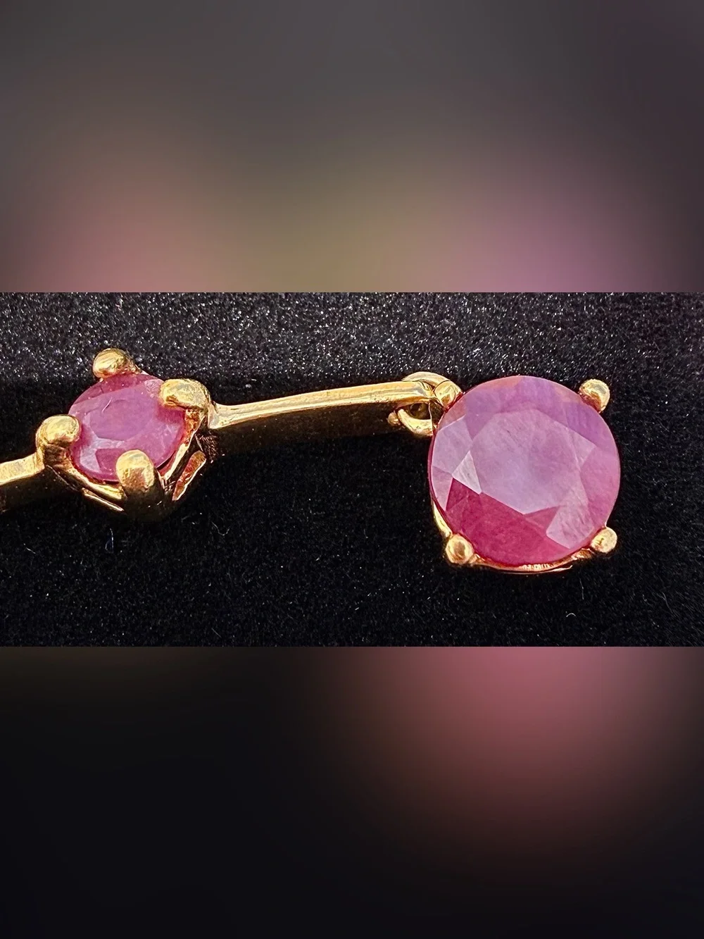 18K Gold Over Sterling Silver Ruby & Diamond Crescent Dangle Earrings 3.08 CTW